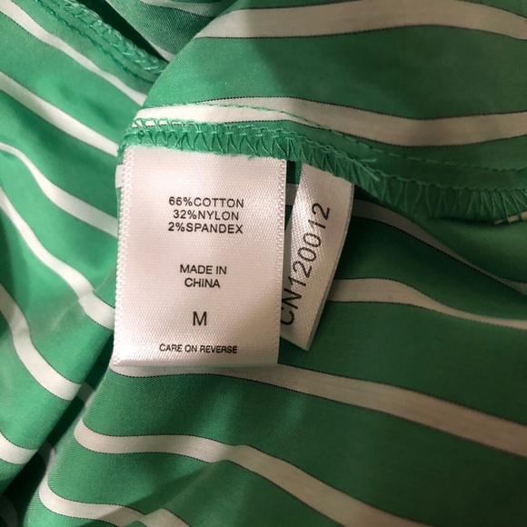 NY&Co Green/White Striped Button Down Shirt - Picture 7 of 8